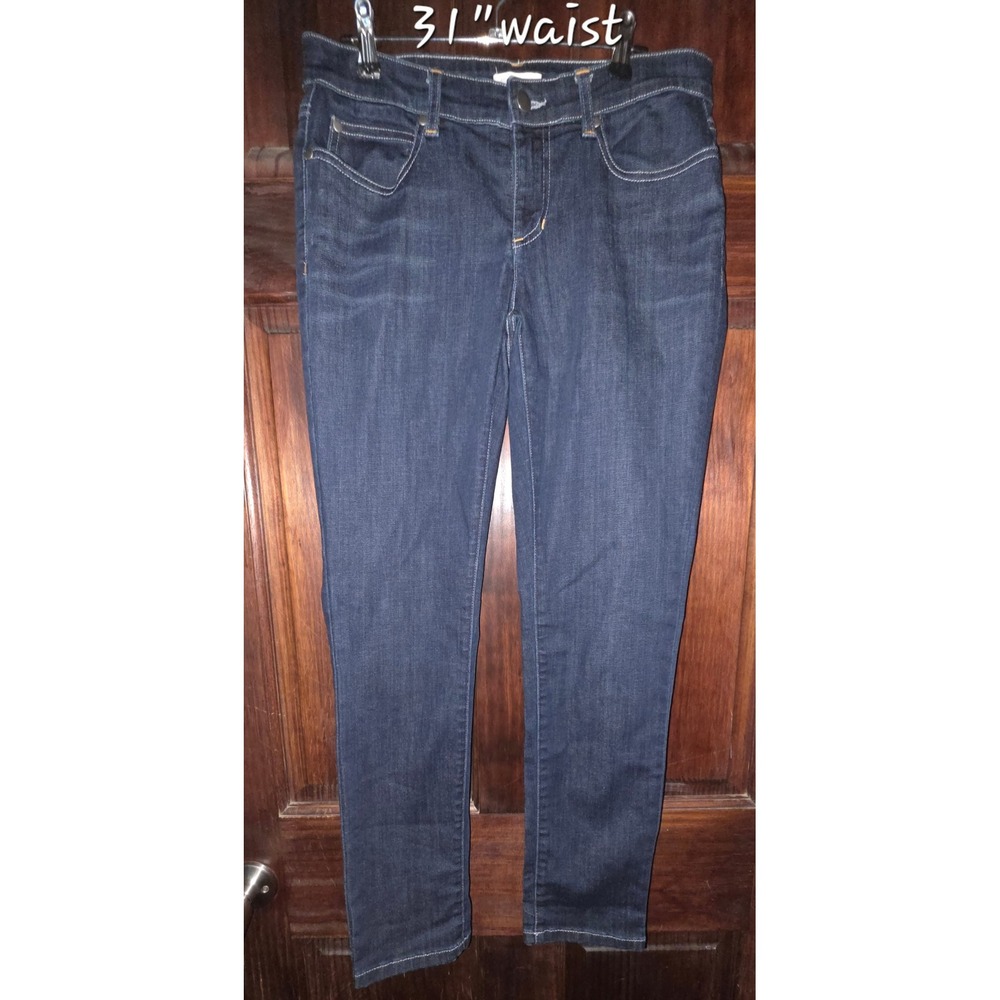 Eileen Fisher Womens Dark Wash Slim Straight Leg Denim Jeans MDN-8910M Size 4